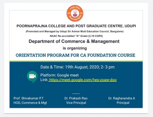 ORIENTATION PROGRAM FOR CA FOUNDATION COURSE